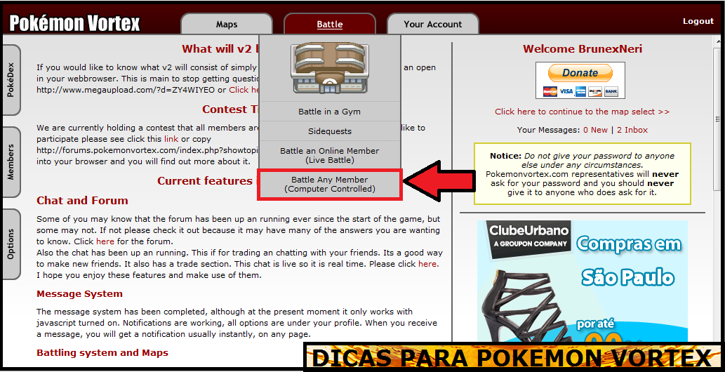 Dicas para pokemon vortex